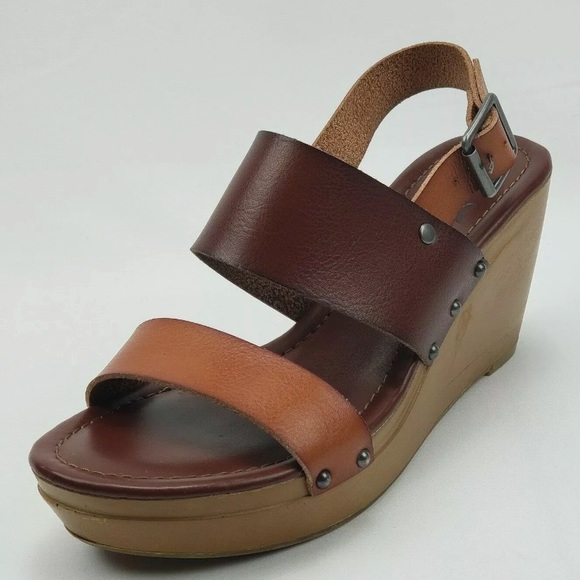 American Eagle  Brown Leather Wedge Sandals Size 6 - Picture 10 of 10